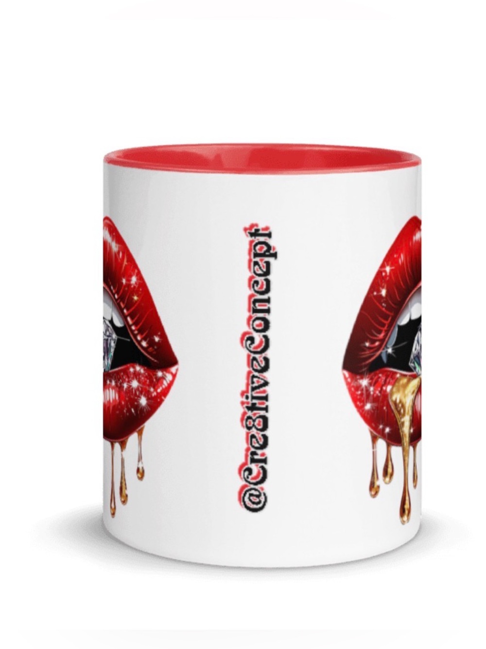 One Custom “Red Diamond Graphic Lips” Mug - 11oz Ceramic Hand-Crafted Mug
